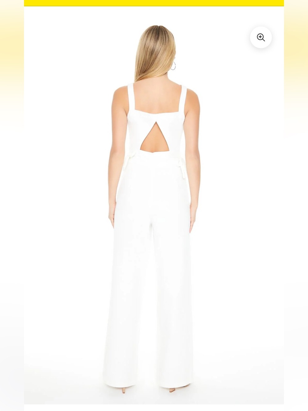 Forever 21 White Wide-Leg Denim Jumpsuit with Front Zip and Back Cutout size Med - Picture 2 of 12